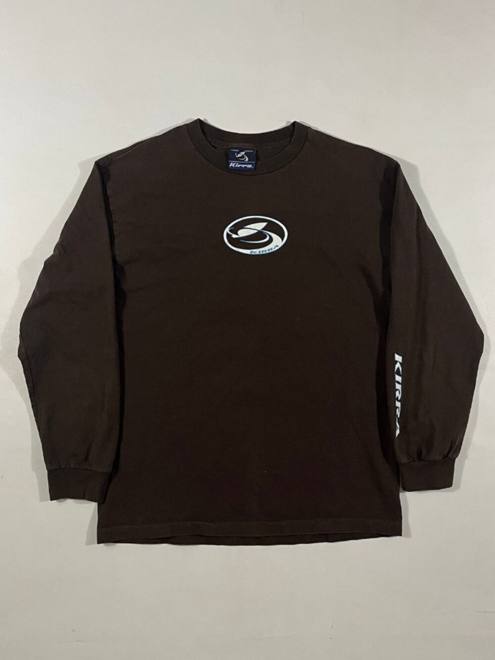 Vintage Y2K Kirra Brown Surf Skate Long Sleeve Tee Palm Tree Logo